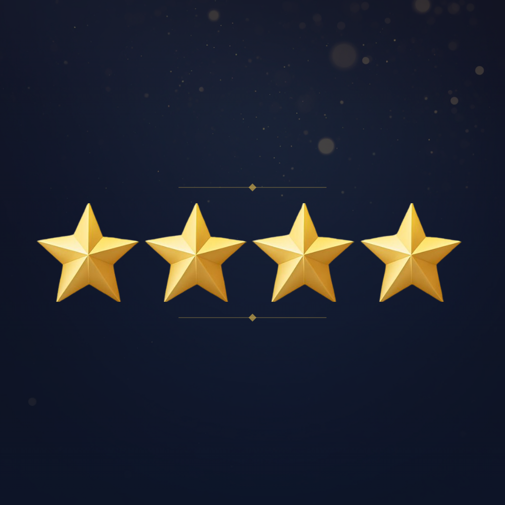 Four gold stars representing Otter.ai's 4 out of 5 rating in this review