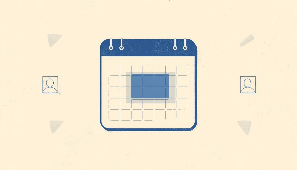 Minimal illustration of a calendar with a protected focus-time block shielded from surrounding meetings