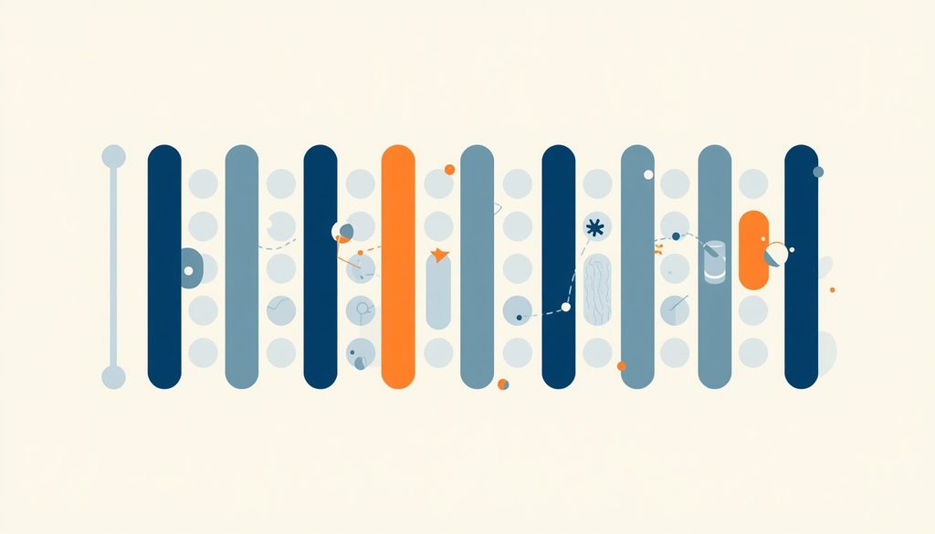 Colorful abstract illustration of dashboard status columns, representing Monday.com's customizable visual boards