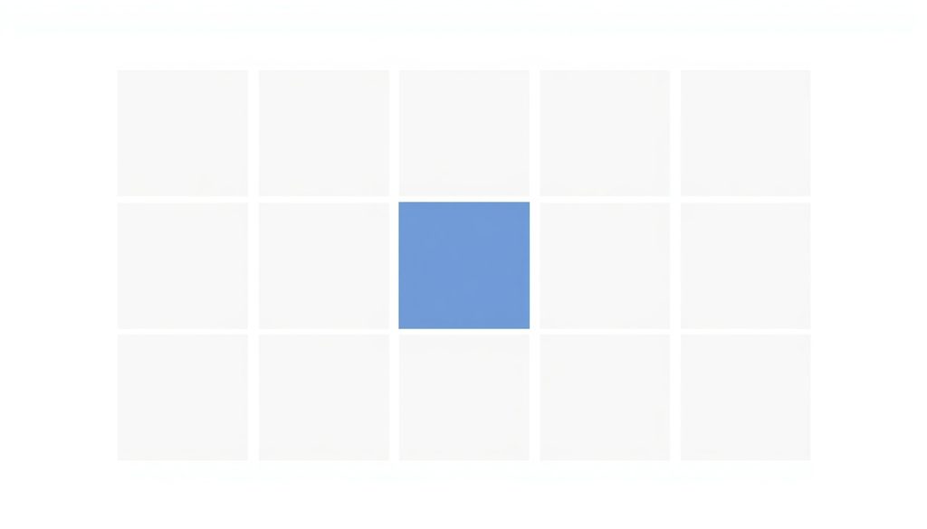 Abstract calendar grid with one time block highlighted in blue, representing a protected daily deep work session