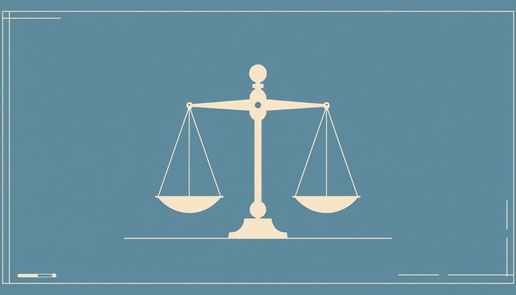 Minimal blue-and-off-white illustration of a balance scale, representing the tradeoffs between Asana's strengths and limitations