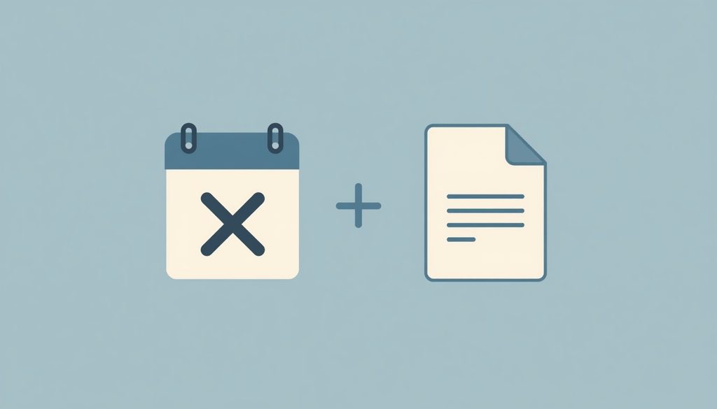 Icon graphic showing a crossed-out calendar meeting invite next to a written update document