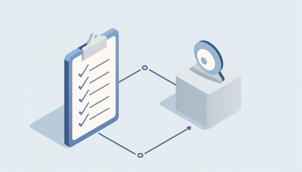 Isometric illustration of a checklist connected to an alert bell icon, representing workflow rollout monitoring