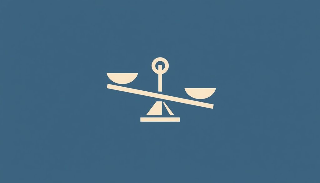 Minimalist balance scale icon representing the pros and cons of using Zapier