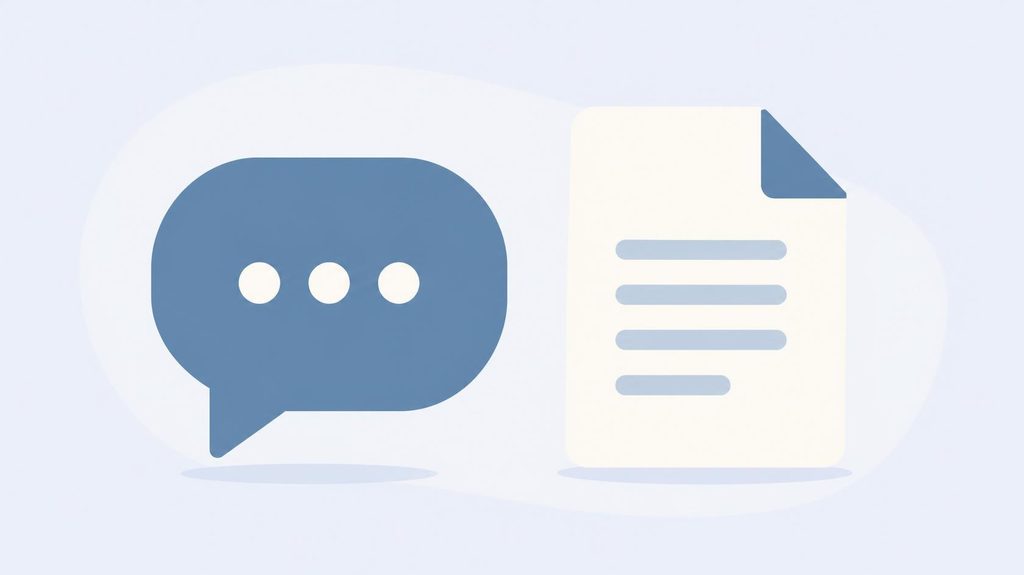 Chat bubble and document icon side by side, representing Microsoft Teams combining chat and Office apps