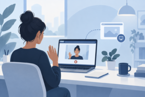 Remote professional recording an async video update instead of joining a live call