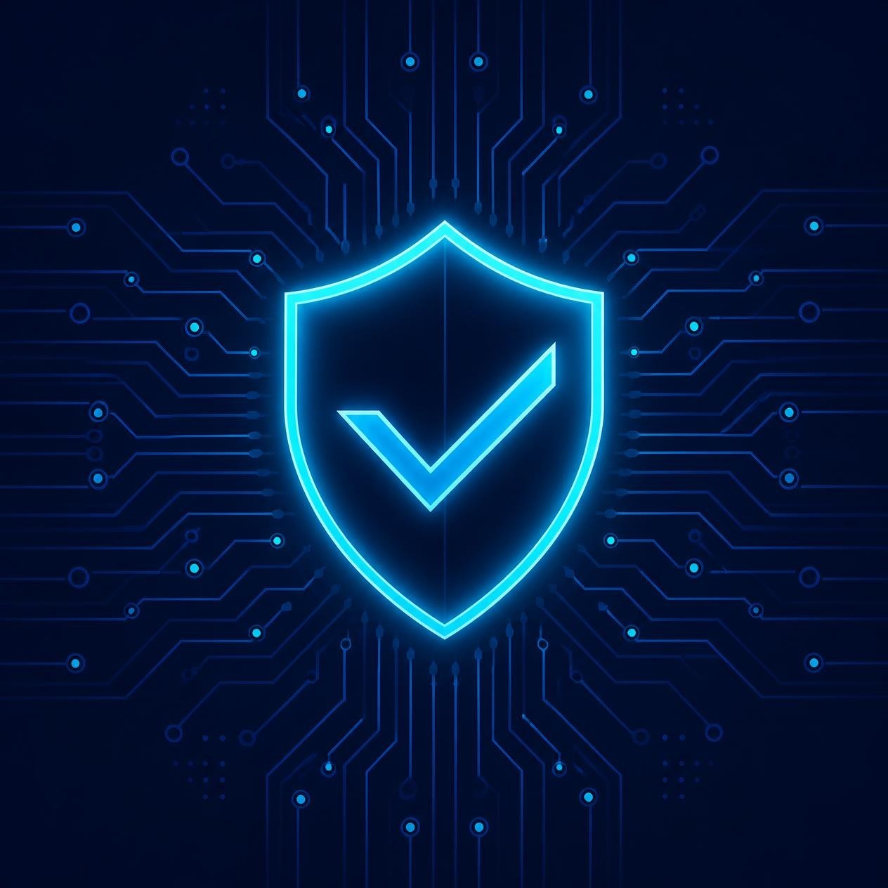 Glowing shield with a checkmark representing tested, trustworthy standards