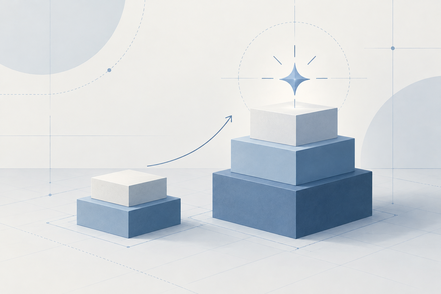 Two pricing tiers shown as building blocks, with AI features unlocked at the higher tier